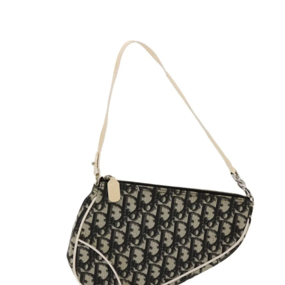 CHRISTIAN DIOR TROTTER Canvas Saddle Pouch Black/ White PREOWNED - Picture 13 of 16